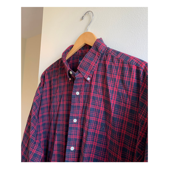 Vintage Polo Ralph Lauren Maroon Red Purple Long-sleeve Button-up Shirt XL - Picture 1 of 7